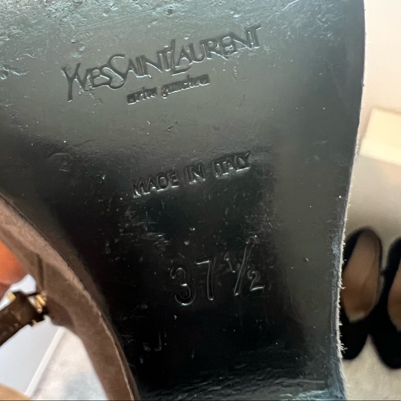 YSL gray suede lace up back wedges - Picture 8 of 8